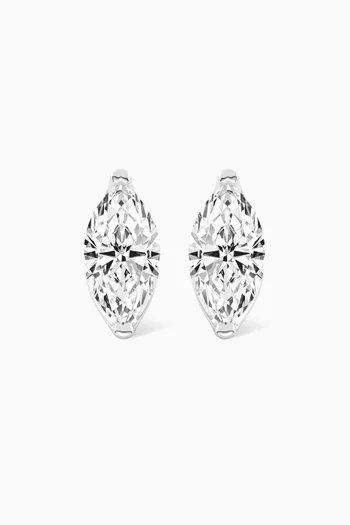 Marquise Diamond Stud Earrings in 18kt White Gold