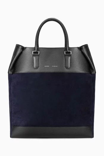 185 Vertical Tote Bag in Pebbled Leather & Suede