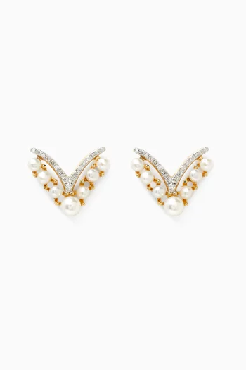 Pearl & Diamond Earrings in 18kt Gold