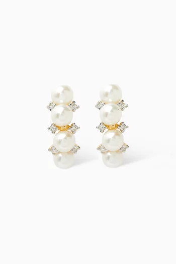 Pearl & Diamond Earrings in 18kt Gold