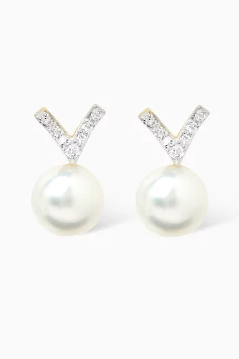 Danah Pearl & Diamond Earrings in 18kt Gold