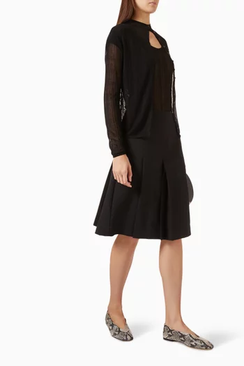 Box-pleat Midi Skirt in Wool