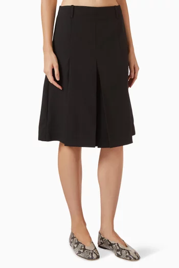 Box-pleat Midi Skirt in Wool