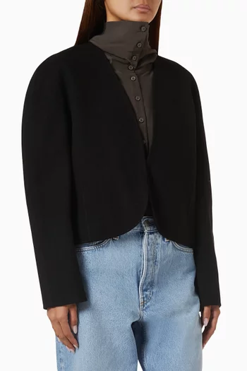 Cropped Double-faced Wool-blend Blazer