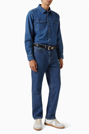 Vintage Wash Western Shirt in Denim