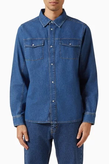 Vintage Wash Western Shirt in Denim