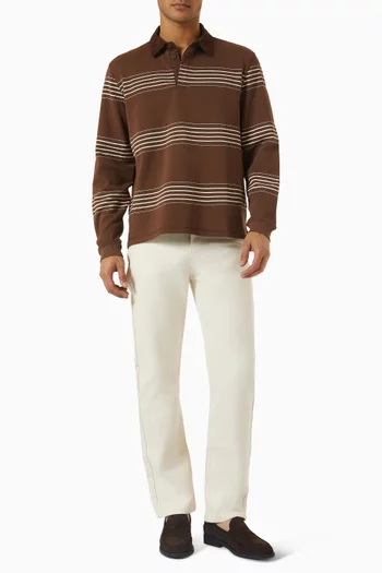 Editor Striped Rugby Polo Shirt in Cotton