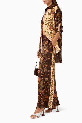 Janis Floral Wide-leg Pants in Viscose-blend