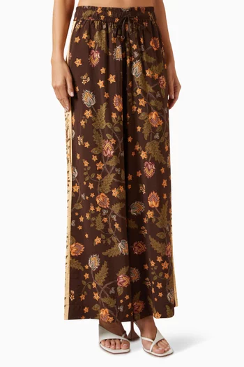 Janis Floral Wide-leg Pants in Viscose-blend