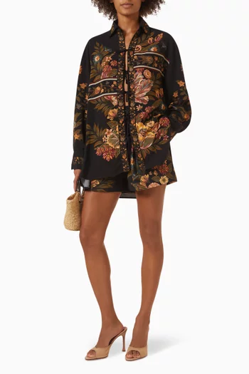 Lia Placement-print Shorts in Viscose-blend