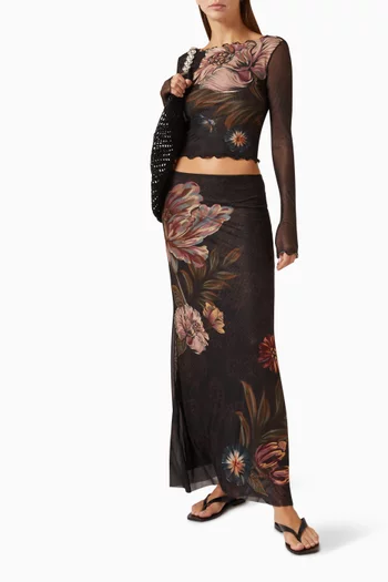 Liana Floral Crop Top in Mesh