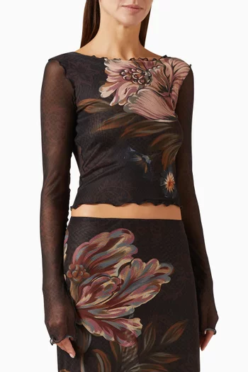 Liana Floral Crop Top in Mesh
