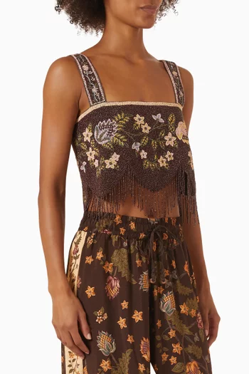 Aida Beaded Fringe Crop Top