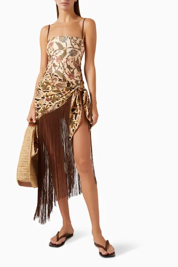 Maryanne Floral Fringe Cover-up Pareo