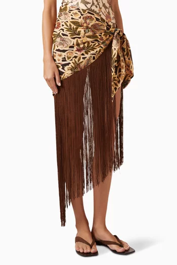 Maryanne Floral Fringe Cover-up Pareo