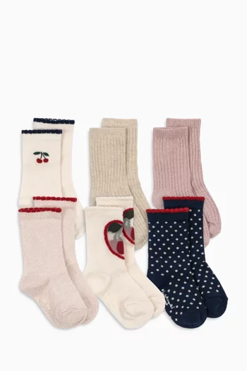 Cherry Socks in Cotton-blend, Pack of 6