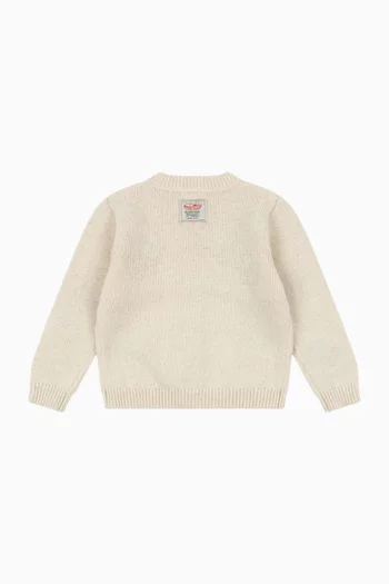 Fruity Embroidered Cardigan in Wool-blend