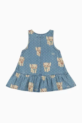 Magot Printed Dress in Denim