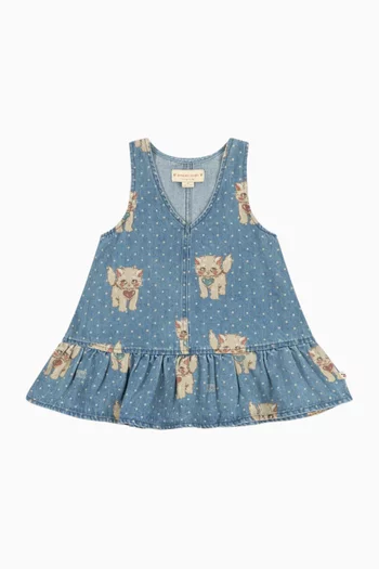 Magot Printed Dress in Denim
