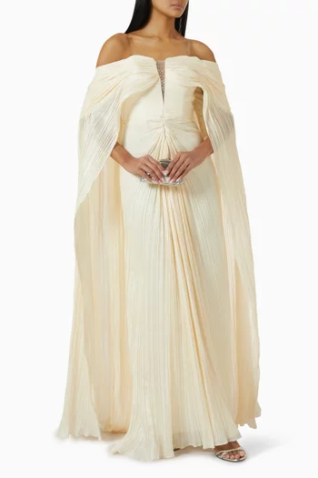 Off-shoulder Cape-sleeve Dress