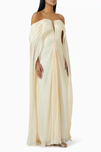 Off-shoulder Cape-sleeve Dress