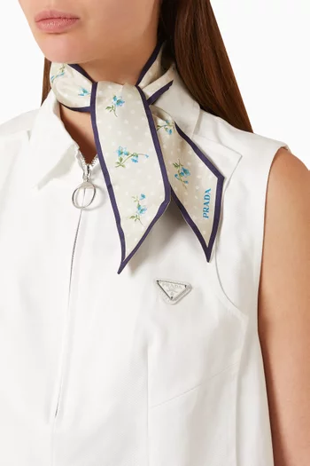 Bloom Dots Skinny Scarf in Silk Twill