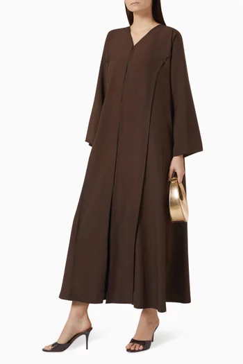Lace-trim Abaya in Crepe