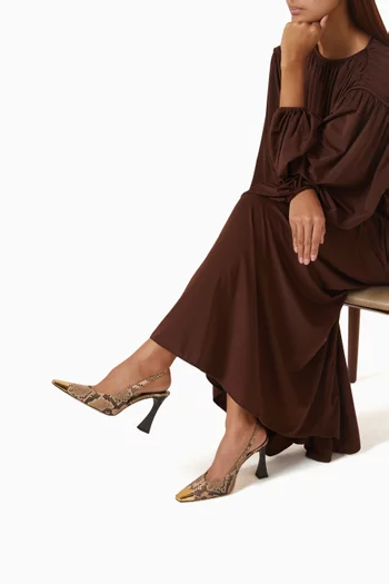 Pilar Slingback Pumps in Snake-embossed Leather