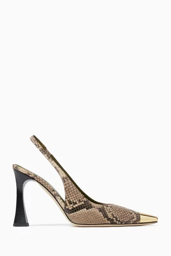 Pilar Slingback Pumps in Snake-embossed Leather
