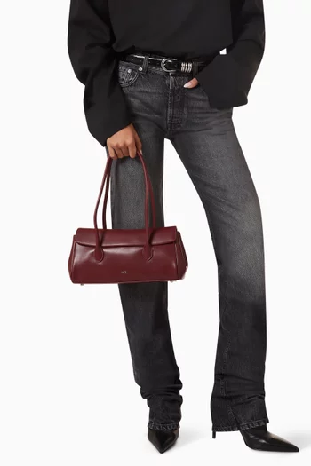 Solenne East-West Shoulder Bag in Faux Suede