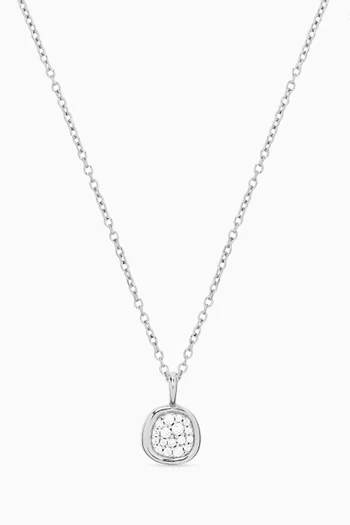 Molten Square Pavé Necklace in Sterling Silver