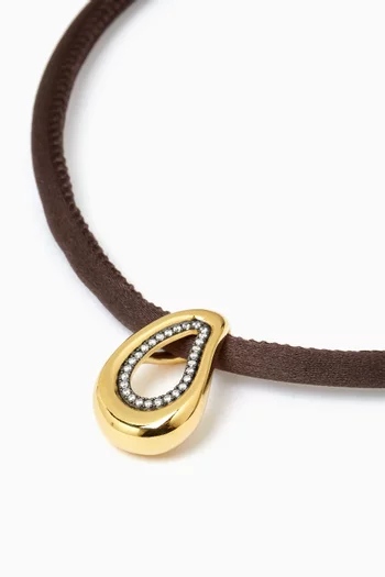 Molten Teardrop Cord Necklace in Brass & Silk
