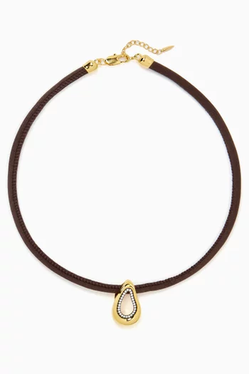 Molten Teardrop Cord Necklace in Brass & Silk