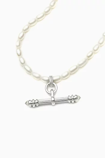 Harris Reed Pearl T-bar Necklace in Sterling Silver
