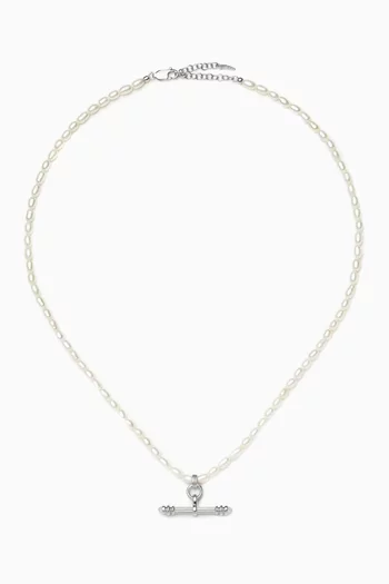 Harris Reed Pearl T-bar Necklace in Sterling Silver