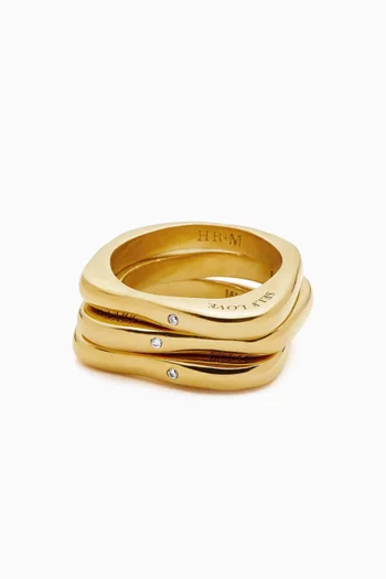 Harris Reed Stacking Rings in 18kt Gold-plated Brass