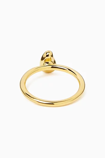 Molten Crystal Teardrop Ring in Brass