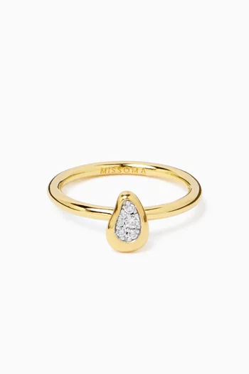 Molten Crystal Teardrop Ring in Brass