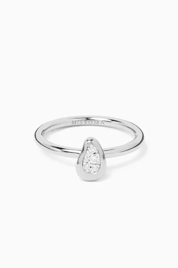 Molten Crystal Teardrop Ring in Sterling Silver