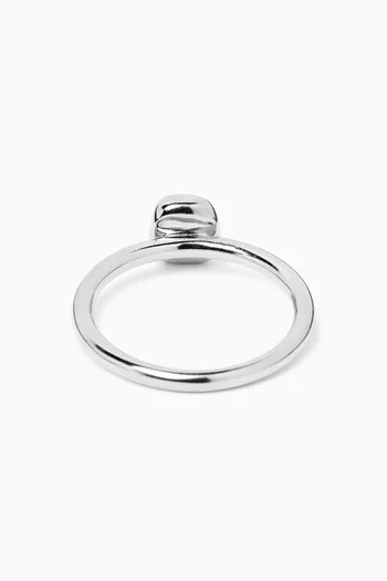 Molten Crystal Square Ring in Sterling Silver