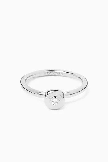 Molten Square Solitaire Ring in Sterling Silver