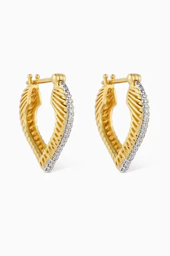 Size 2 Heart Coded Hoop Earrings in 18kt Gold