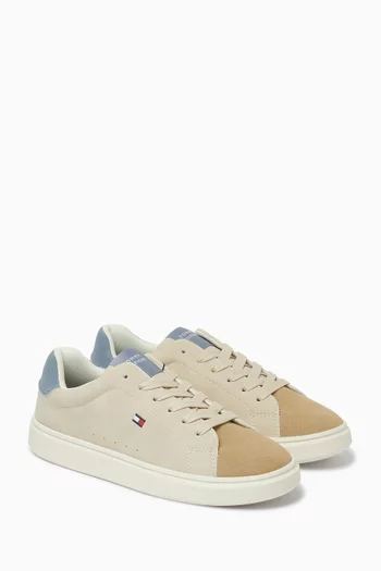 Lace-up Sneakers in Faux Leather