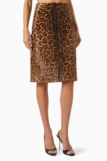 Carmen Leopard-print Skirt in Pony Hair