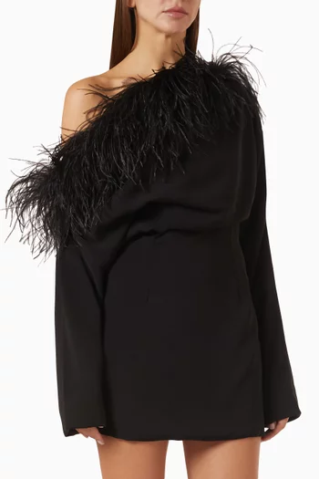 Asha Feather-trim Mini Dress