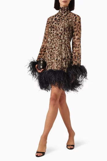 Loire Feather Mini Dress in Chiffon