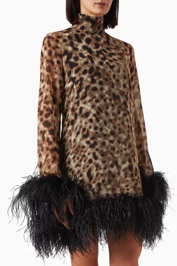 Loire Feather Mini Dress in Chiffon
