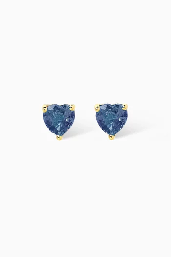 Heart Sapphire Birthstone Stud Earrings in 18kt Gold