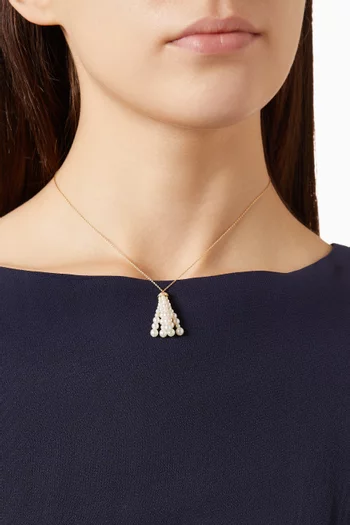 Mini Bahar Pearl & Diamond Necklace in 18kt Yellow Gold