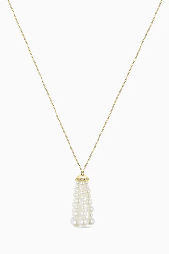 Mini Bahar Pearl & Diamond Necklace in 18kt Yellow Gold